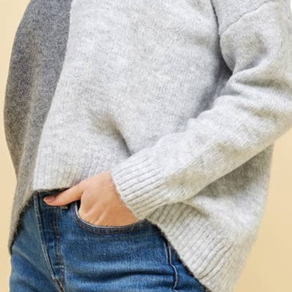 Pinch Split Colorblock Sweater in Grey Multi Sz Small Academia - Picture 11 of 13